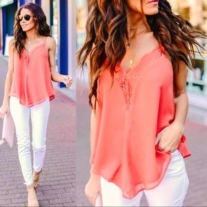 VICI Collection I Believe I Can Fly Lace Cami Tank - Ginger